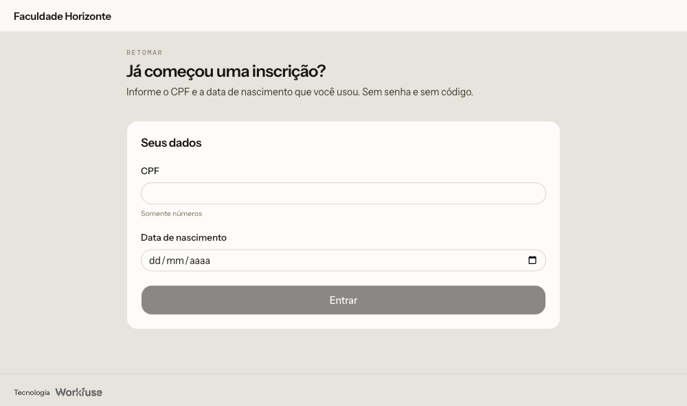 A tela de retomada