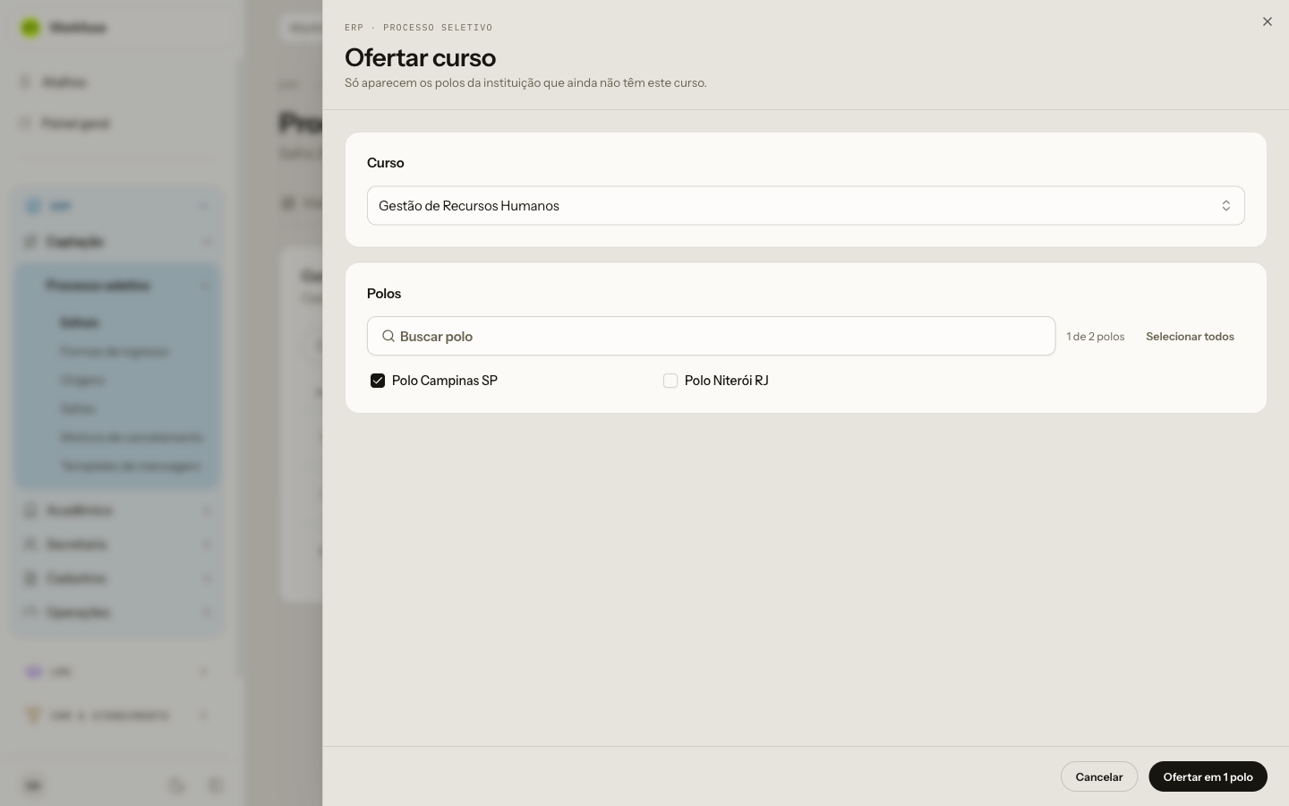 A gaveta de ofertar: um curso, e os polos que ainda faltam